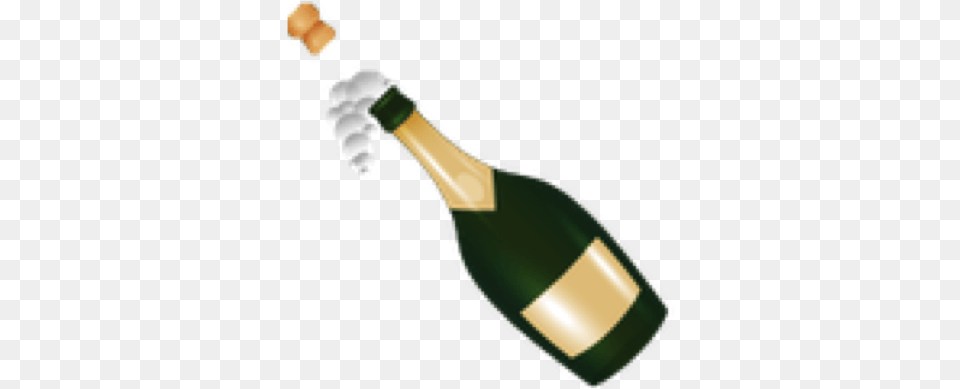 Champagne Iphone Emoji Bottle With Popping Cork Emoji, Alcohol, Wine, Liquor, Beverage Png Image