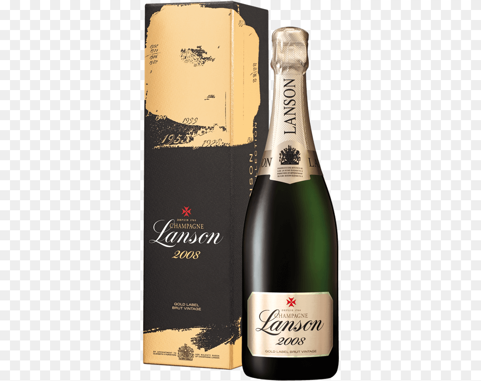 Champagne Lanson Gold Label Brut Vintage 2008 Lanson Gold Label 2008, Alcohol, Beverage, Bottle, Liquor Free Png Download
