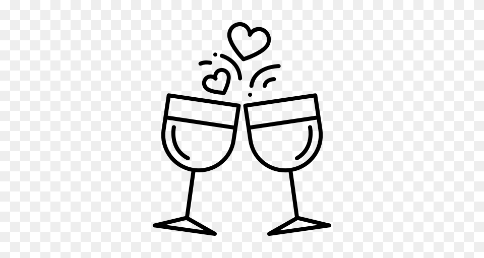 Champagne Love Party Valentine Valentines Day Wedding Wine Icon, Gray Free Png Download
