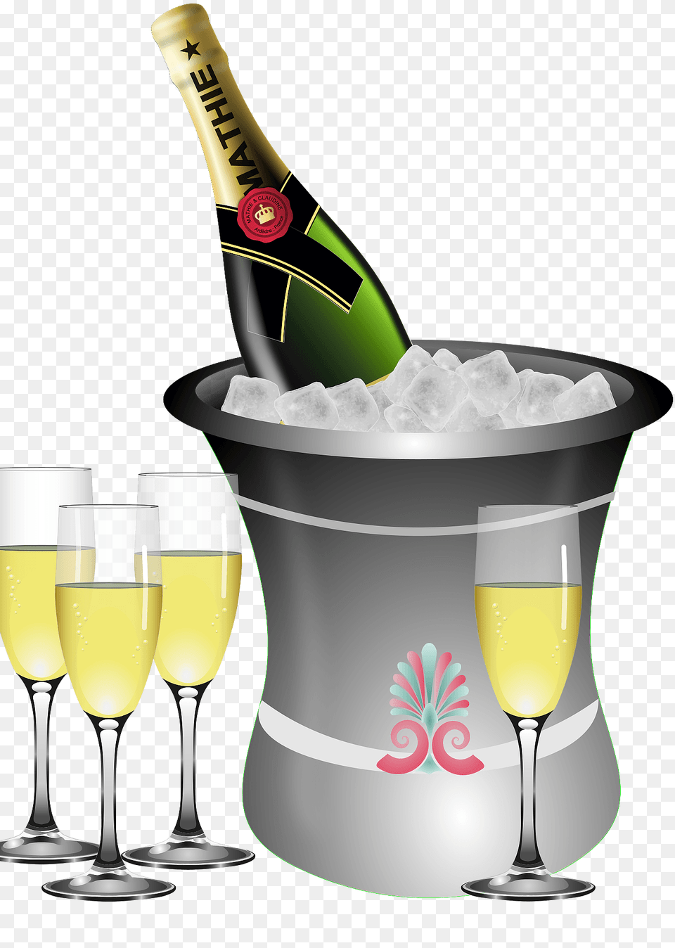Champagne On Ice Clipart, Glass, Wine Bottle, Wine, Liquor Free Png