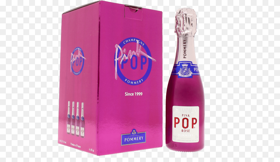 Champagne Pack Four Quarter Pop Rose Pommery Pink Pop Rose Champagne, Bottle, Food, Ketchup, Beverage Png Image