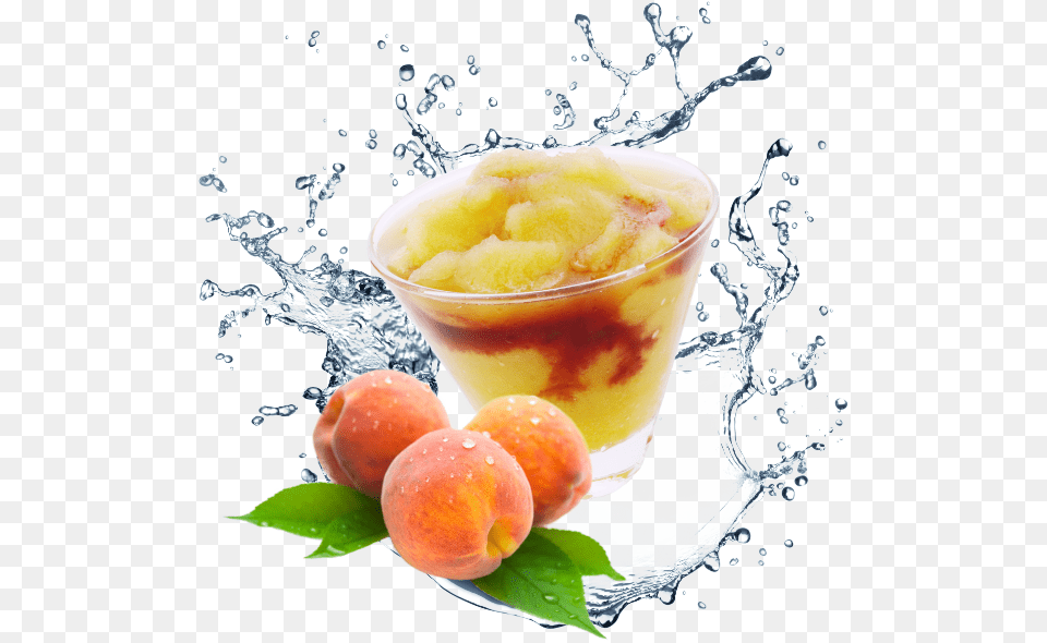 Champagne Peach Fruit Puree And Desert Pear Syrup Water Drop Transparent Background, Food, Plant, Produce, Cup Free Png Download