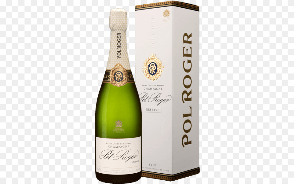 Champagne Pol Roger Brut Reserve In Gift Box Pol Roger Brut Reserve Non Vintage Champagne, Alcohol, Beverage, Bottle, Liquor Png Image