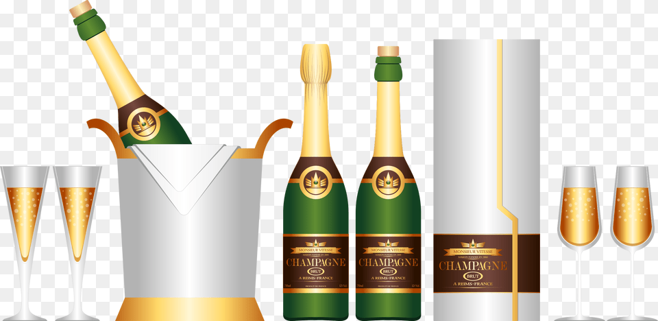 Champagne Set Clip Arts Champagneflaska Transparent, Alcohol, Beer, Beverage, Wine Free Png Download
