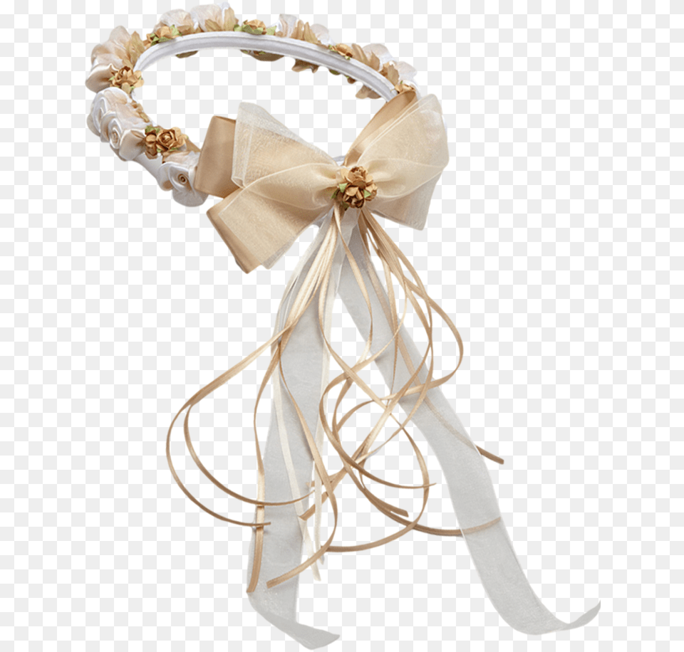 Champagne Silk Amp Satin Floral Crown Wreath Girls Wire, Accessories, Wedding, Person, Woman Png Image