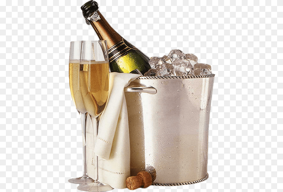 Champagne Tube Boisson De Ftes Verres Seau Champagne Bottle And Glass, Alcohol, Beer, Beverage, Bucket Png Image