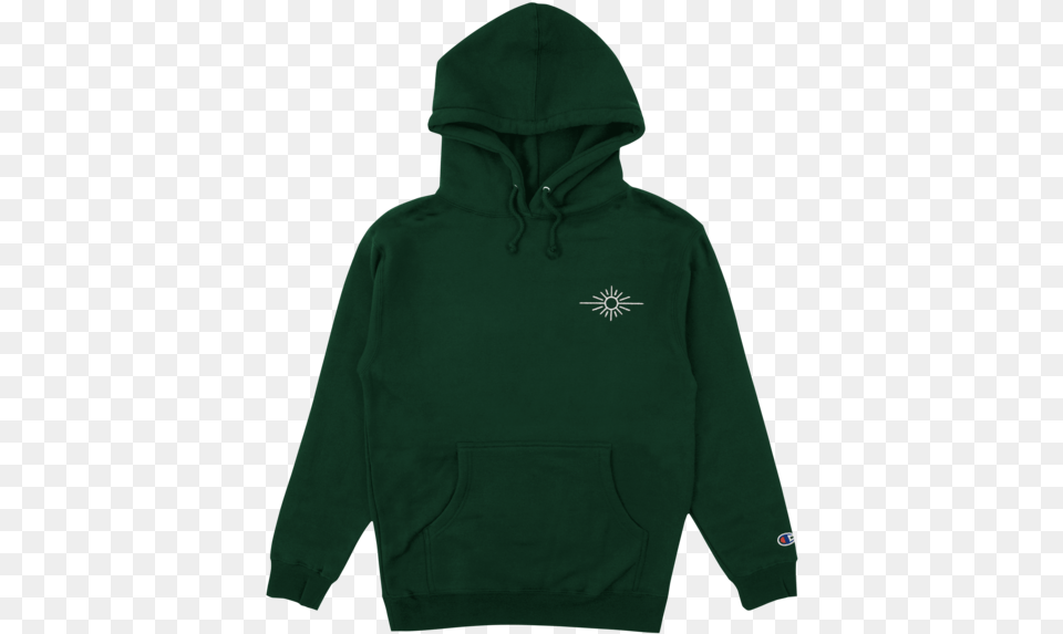 Champion Green Hoodie W Embroidered Sun Logo Pull Dj Snake, Clothing, Knitwear, Sweater, Sweatshirt Png