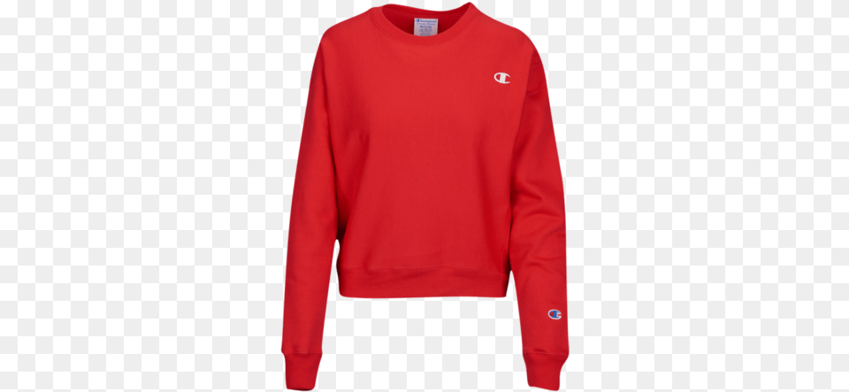 Champion Logo Crew Sweater, Clothing, Knitwear, Sweatshirt, Long Sleeve Free Transparent Png