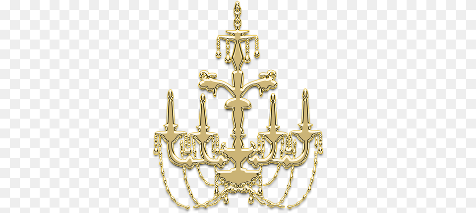 Chandelier Gold Vintage Ornament Interior Chandelier Vector, Lamp Free Png Download