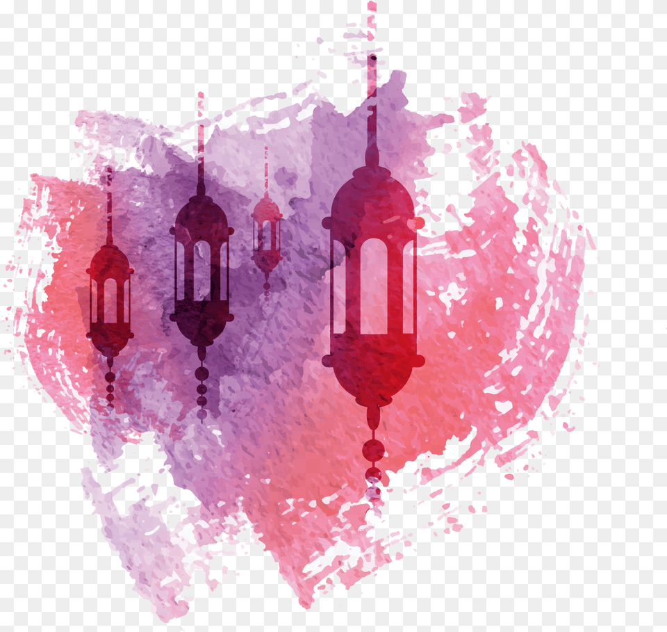 Chandelier Lighting Lamp Light Fixture Eid Green Oil Ramadan Watercolor Banner Design, Art, Graphics, Painting, Purple Free Png