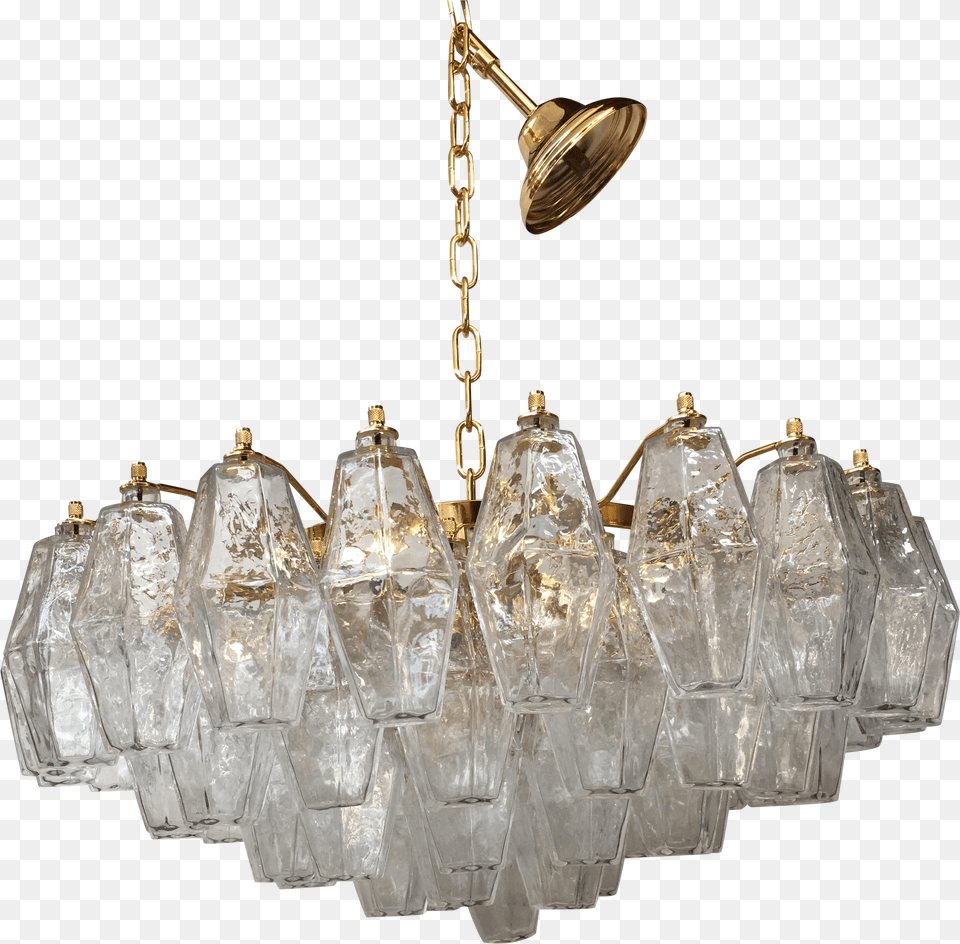 Chandelier Murano Glass Poliedro Sputnik Transparent Gold Metal Frame Chandelier Free Png