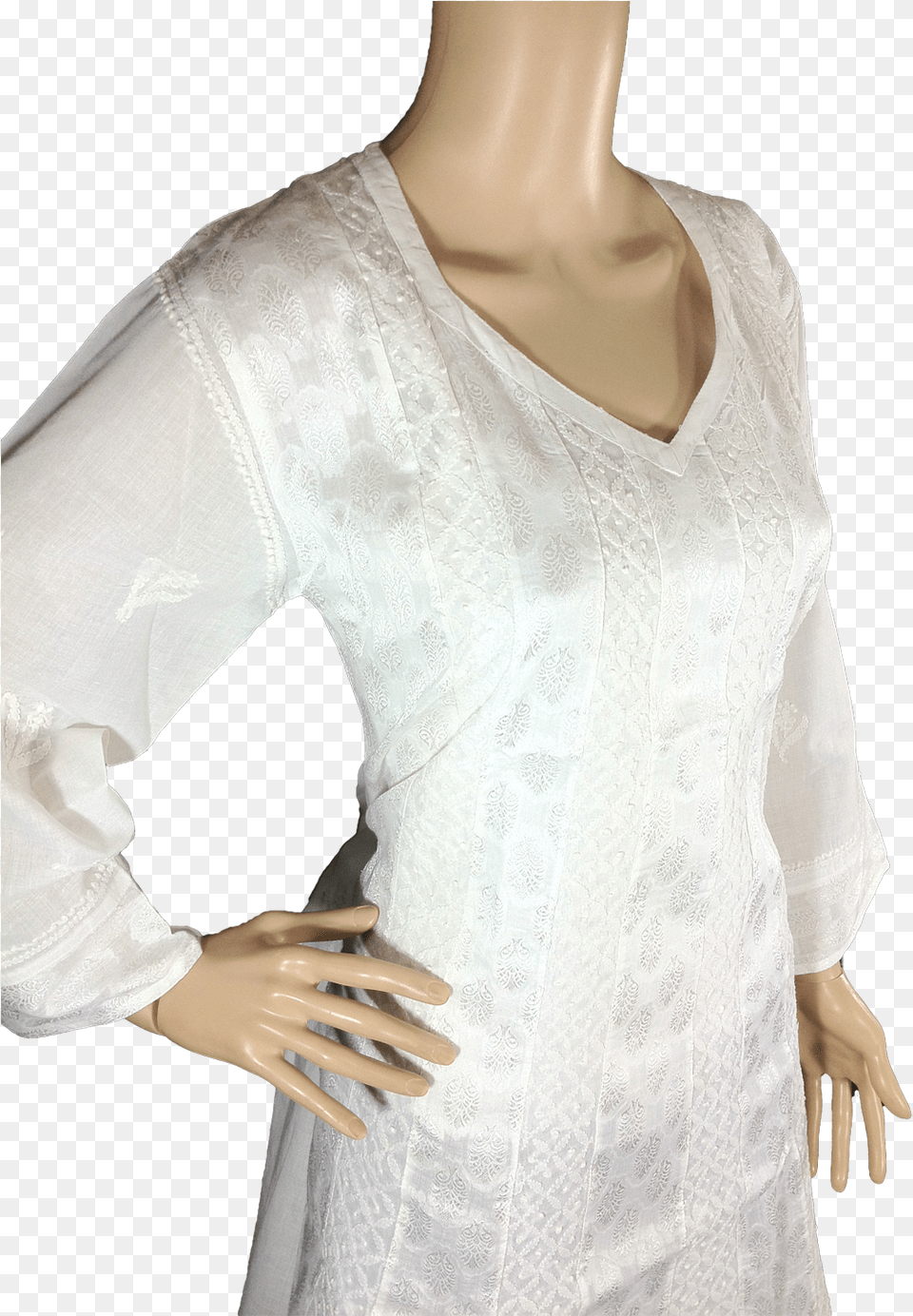 Chanderi White Kurti, Blouse, Clothing, Adult, Person Free Png Download