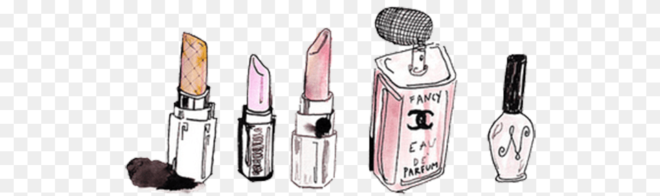 Chanel Cosmetics Drawing Concealer Perfume Cartoon Chanel Perfume, Lipstick, Smoke Pipe Png Image