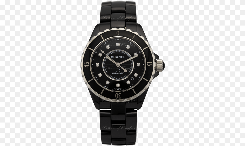 Chanel J12 Black Ceramic Diamonds Indicators Inox Carbon, Arm, Body Part, Person, Wristwatch Free Png