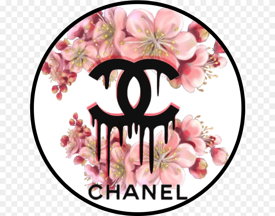 Chanel Logofreetoedit Sticker By Nessa Coronado Chanel Logo With Flowers, Flower, Plant, Plate, Cherry Blossom Png