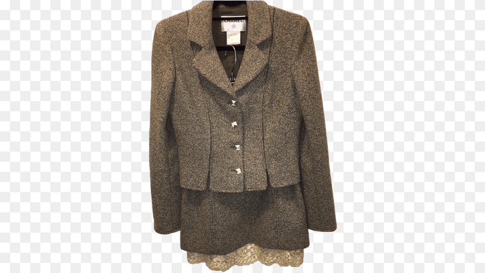 Chanel Wool Suit With Gold Lace Hem Wool, Blazer, Clothing, Coat, Jacket Png Image