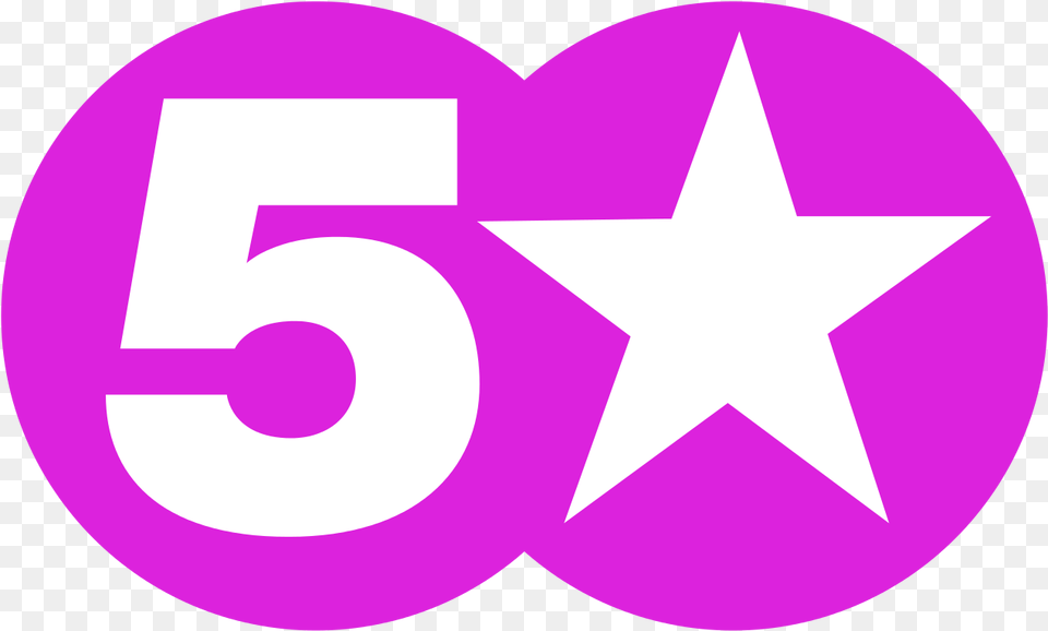 Channel 5 Star Channel 5 Logo, Symbol, Purple, Disk, Text Png Image