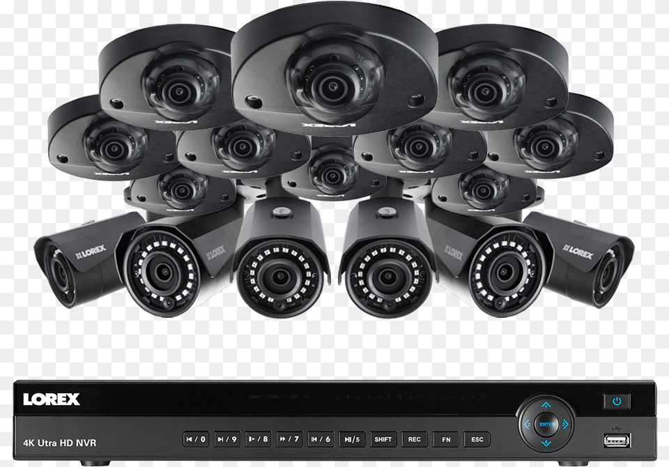 Channel Ip Camera System Featuring Six 2k Bullets Camera Lens, Electronics, Machine, Wheel, Video Camera Free Png Download
