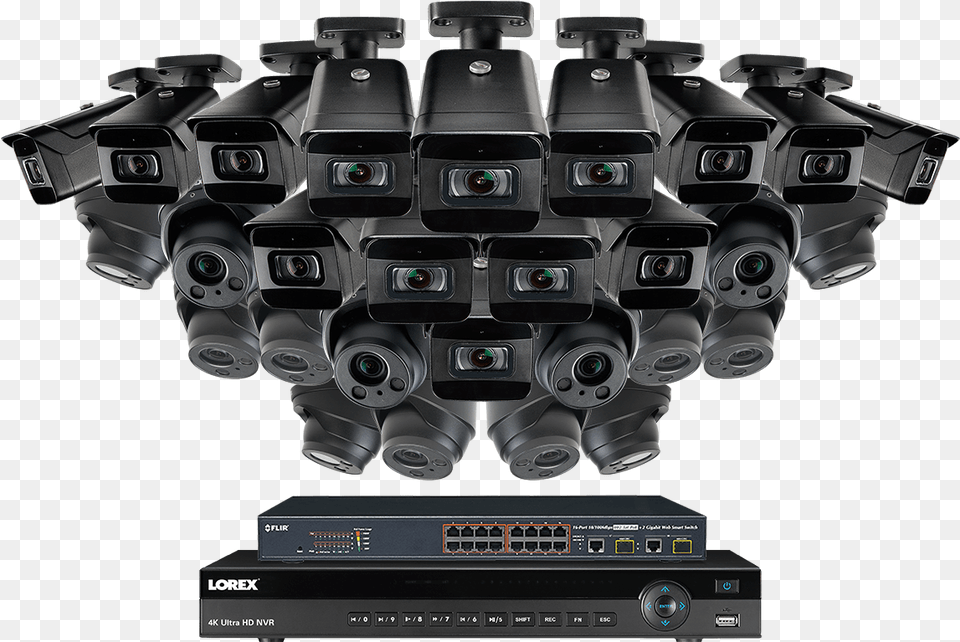 Channel Ip Security Camera System Featuring 28 4k Computer Speaker, Engine, Machine, Motor, Electronics Free Png