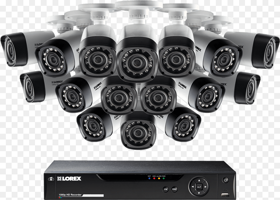 Channel Security Camera System With 16 Cameras And Lorex Flir Camera, Electronics, Machine, Wheel, Video Camera Png Image