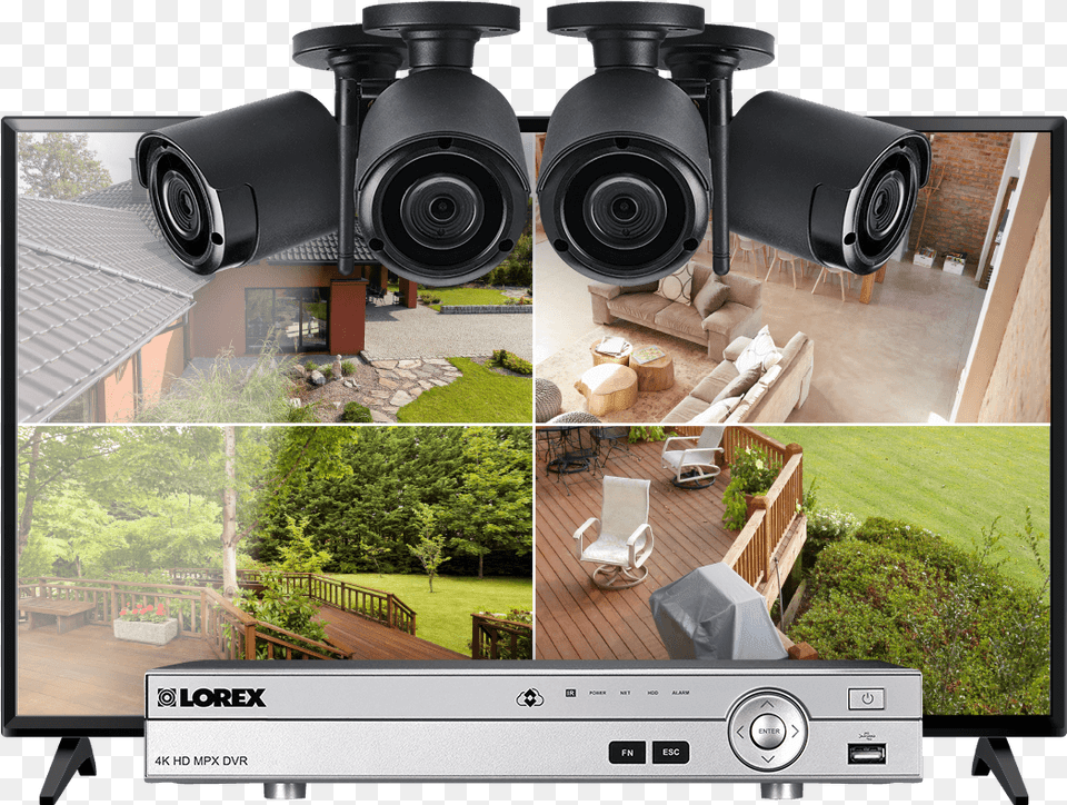 Channel System With 4 Wireless Security Cameras And Wireless Security Camera, Electronics, Screen, Backyard, Outdoors Png Image