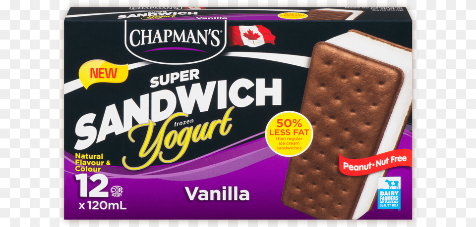 Chapman S Vanilla Frozen Yogurt Sandwich, Bread, Cracker, Food, Sweets Png