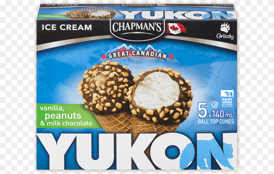 Chapman S Yukon Vanilla Amp Peanuts Ice Cream Cone Yukon Ice Cream Cone, Dessert, Food, Ice Cream, Advertisement Free Transparent Png