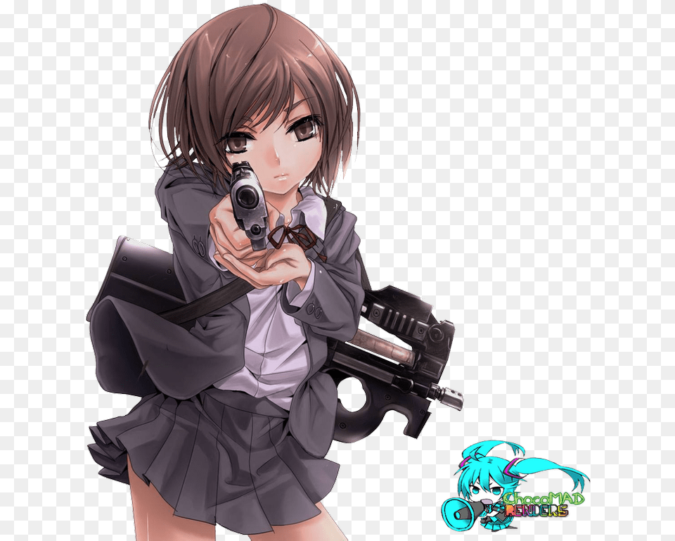 Char Build No House Roleplayer Guild Anime Girl With Gun, Adult, Weapon, Publication, Person Png