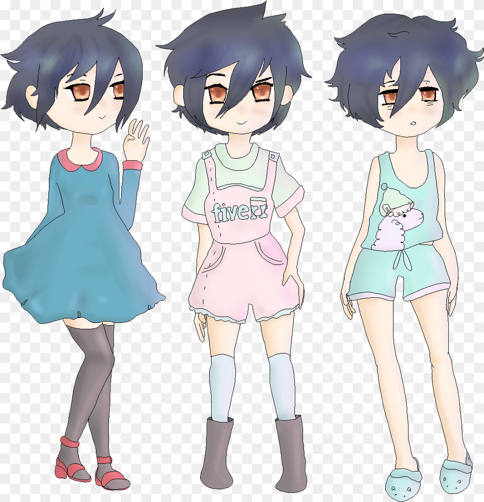 Character 3 Times In A Cute Anime Style Cartoon, Book, Comics, Publication, Person Free Transparent Png