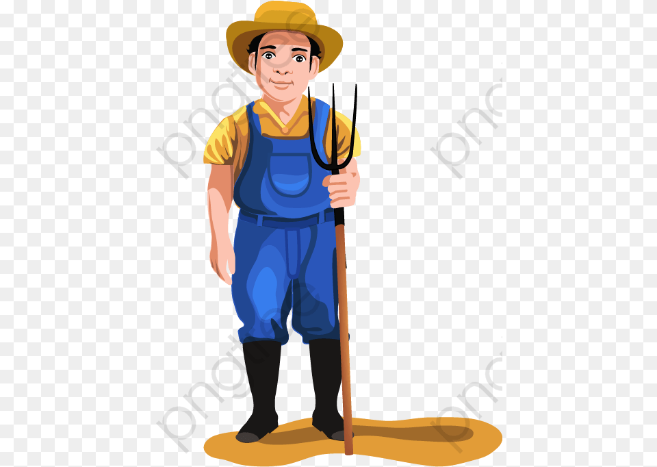 Character Cartoon And Transparent Background Farmer Clipart, Clothing, Hat, Boy, Child Png