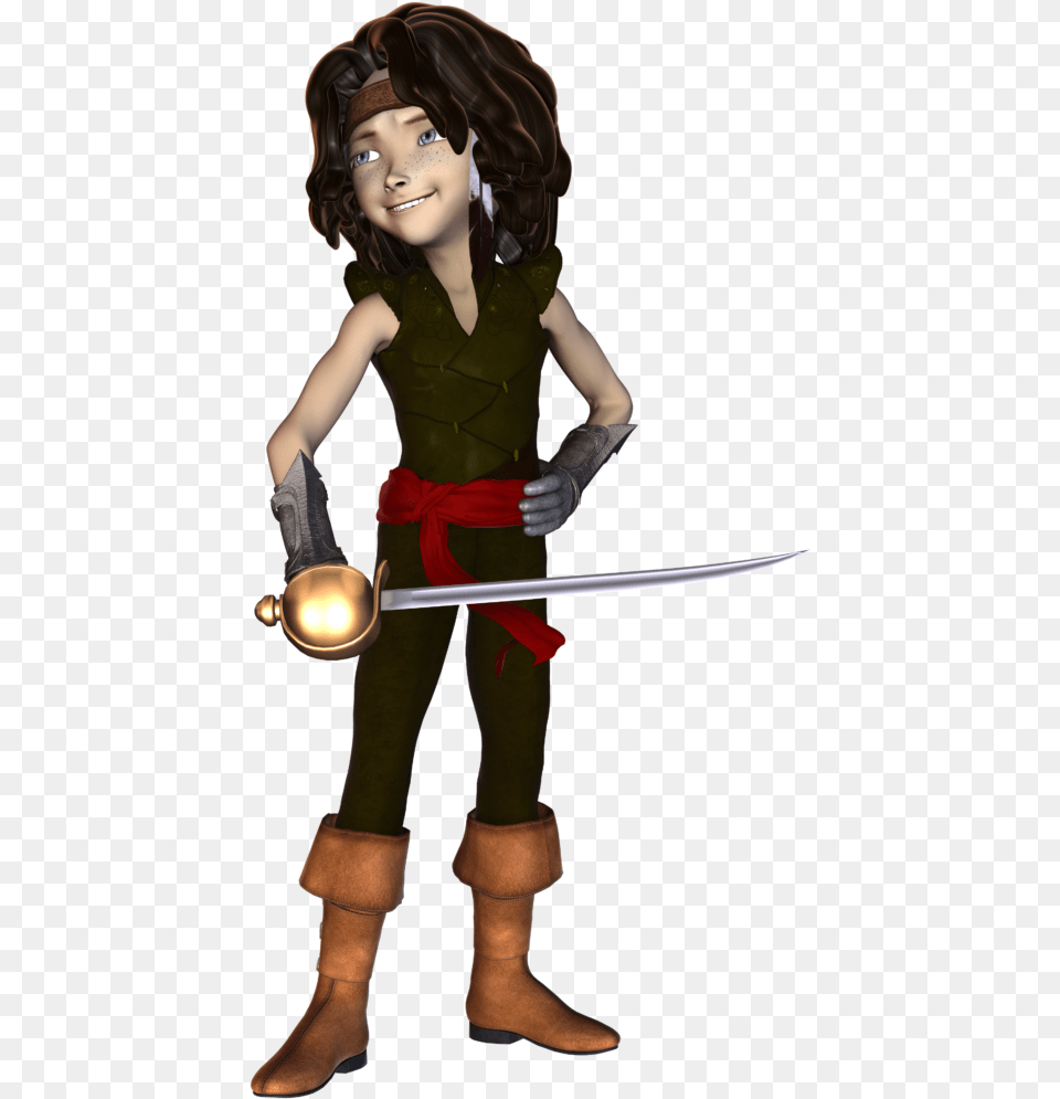 Character Description Peter Pan, Weapon, Sword, Boy, Child Png Image