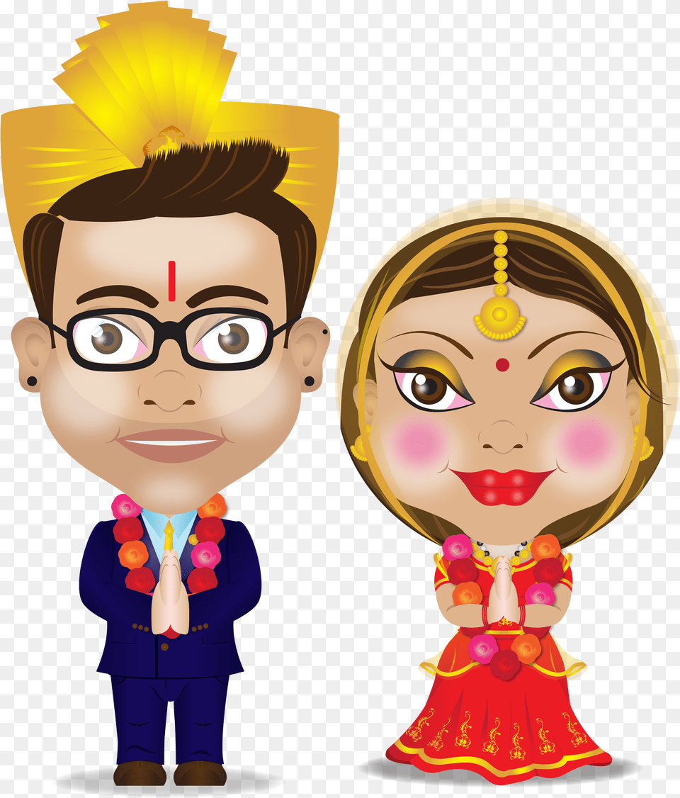 Character Design Modern Hindu Wedding Card On Hindu Marriage Cartoon, Baby, Person, Book, Comics Png Image