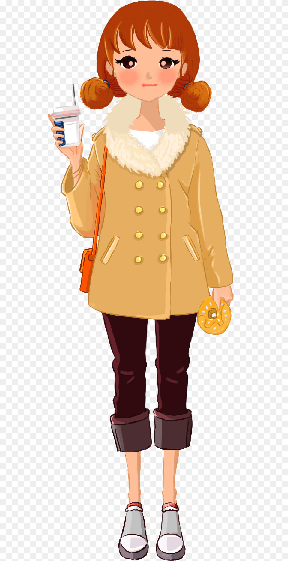 Character Little Girl Shopping Element And Psd Cartoon, Clothing, Coat, Child, Person Free Transparent Png