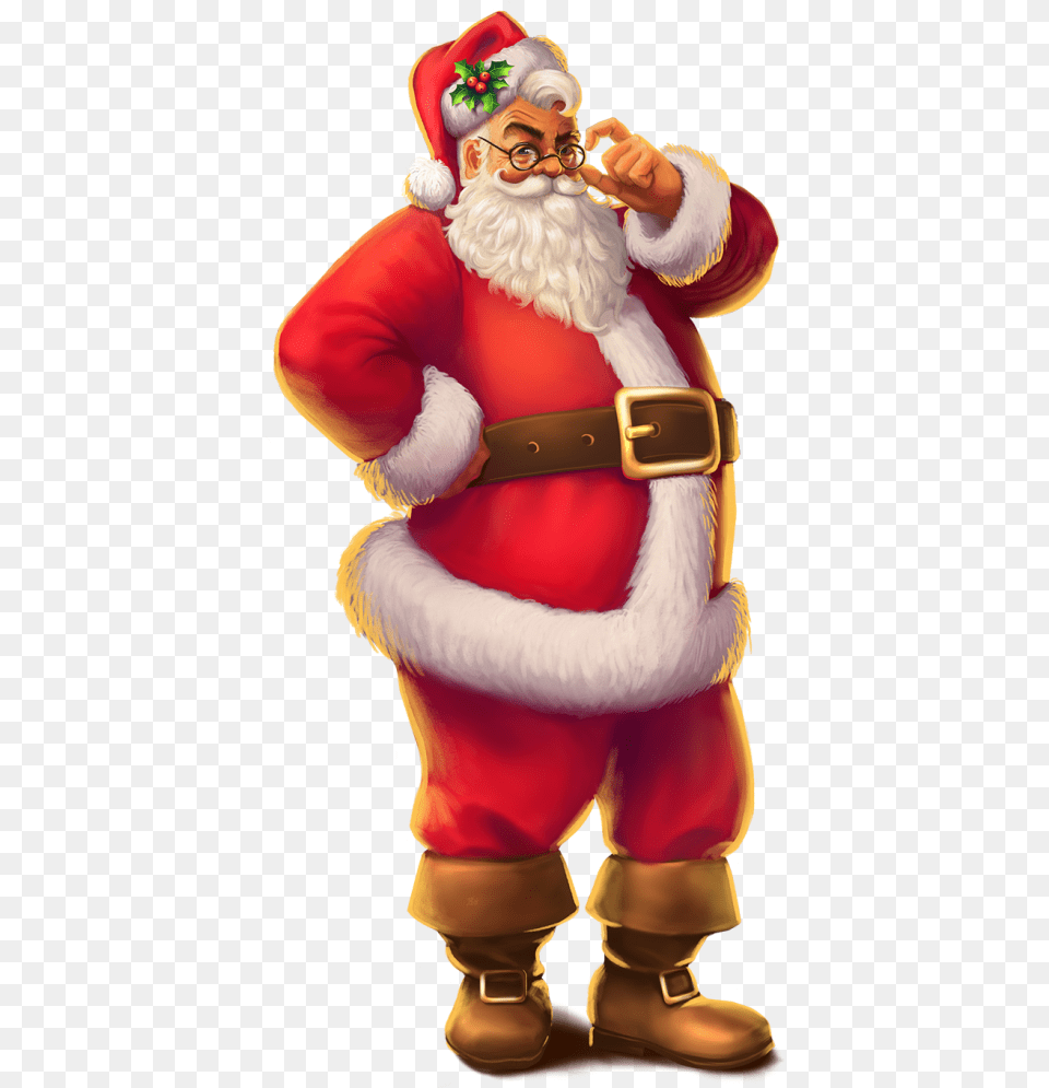 Character Santa Stacked Wild Soc Thumbnail Santa Claus Secrets Of Christmas Netent, Baby, Person, Clothing, Costume Png