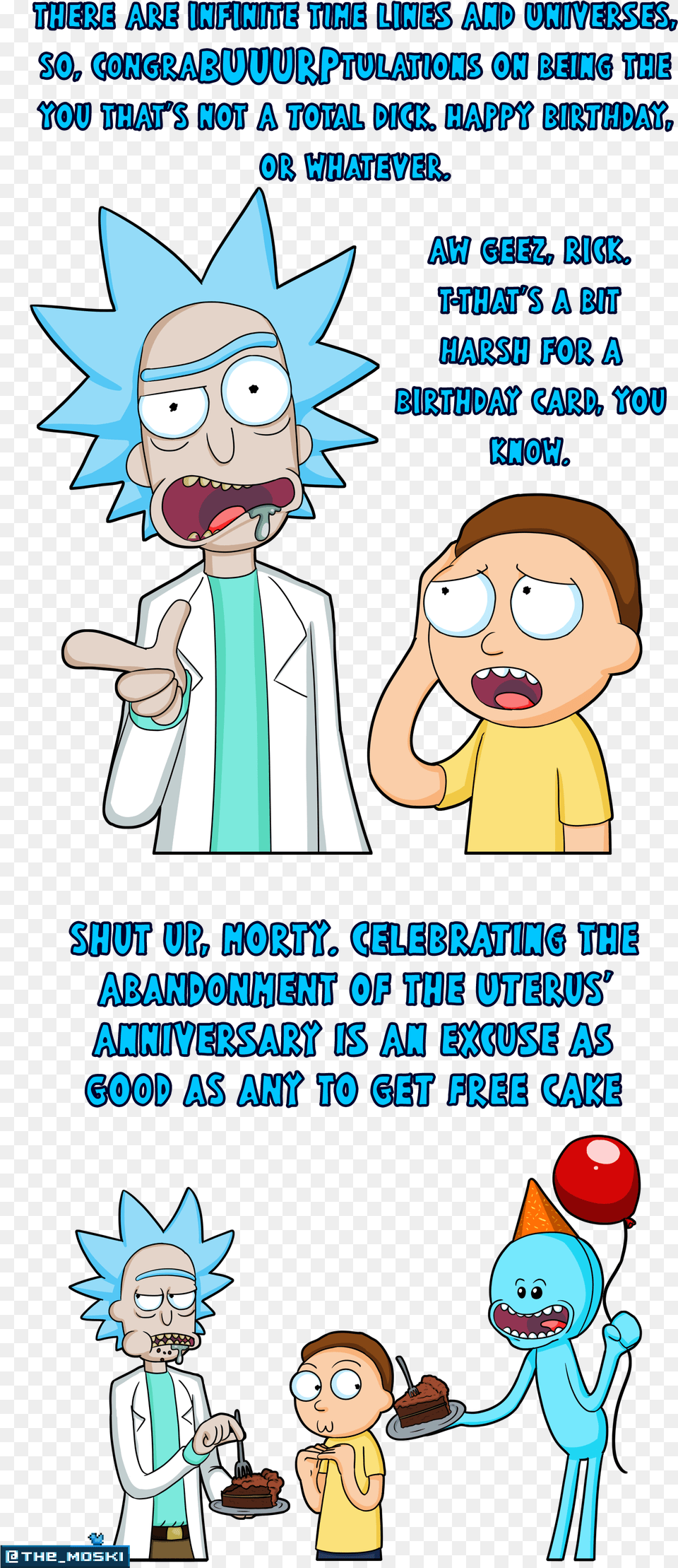 Charactergraphicsclip Artchildart Rick And Morty Happy Birthday Card, Book, Comics, Publication, Baby Free Png Download