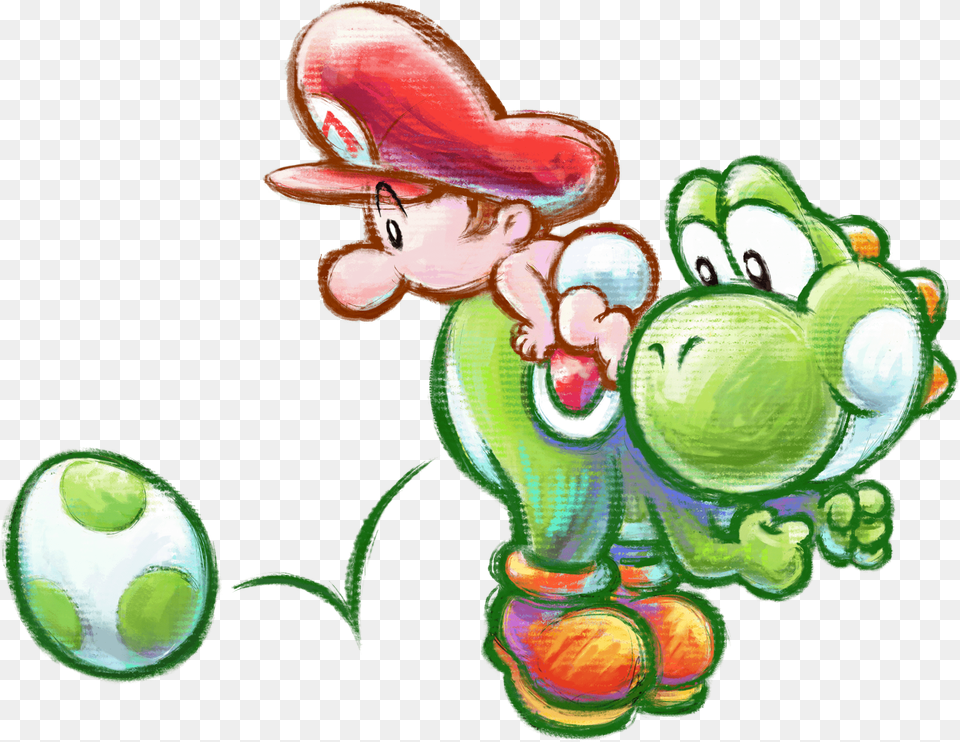Characters Baby Mario With Yoshi, Ball, Tennis Ball, Tennis, Sport Free Png