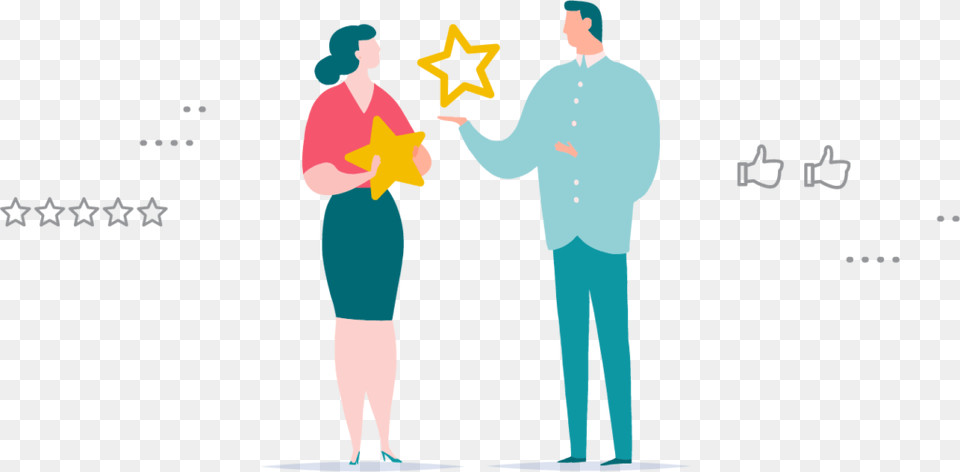 Characters Exchanging Stars To Illustrate Online Review Illustration, Adult, Male, Man, Person Png Image