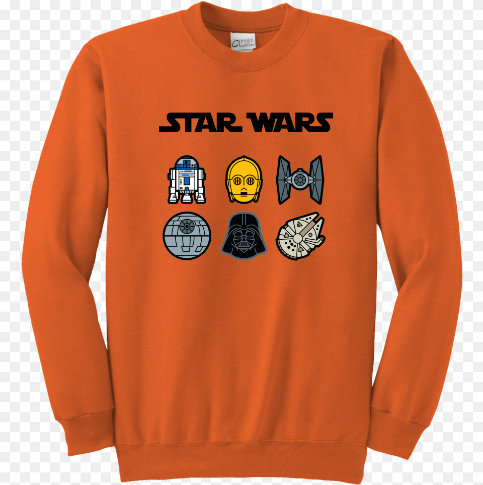 Characters Star Wars Darth Vader R2d2 C3po Youth Crewneck Long Sleeved T Shirt, Clothing, Sweater, Sweatshirt, Knitwear Free Png Download