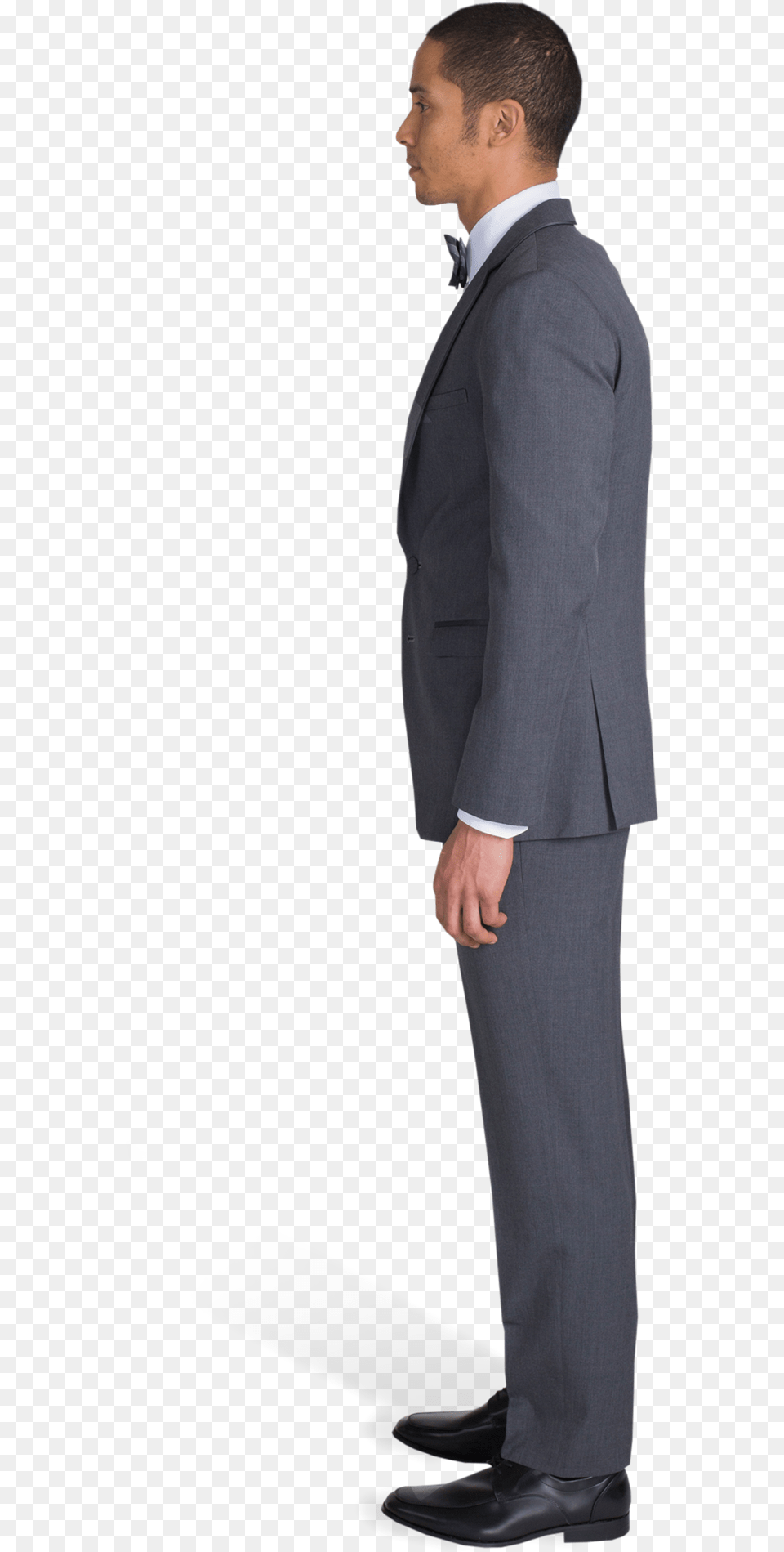 Charcoal Gray Notch Lapel Suit Side View Of A Standing Person, Tuxedo, Clothing, Formal Wear, Man Free Transparent Png