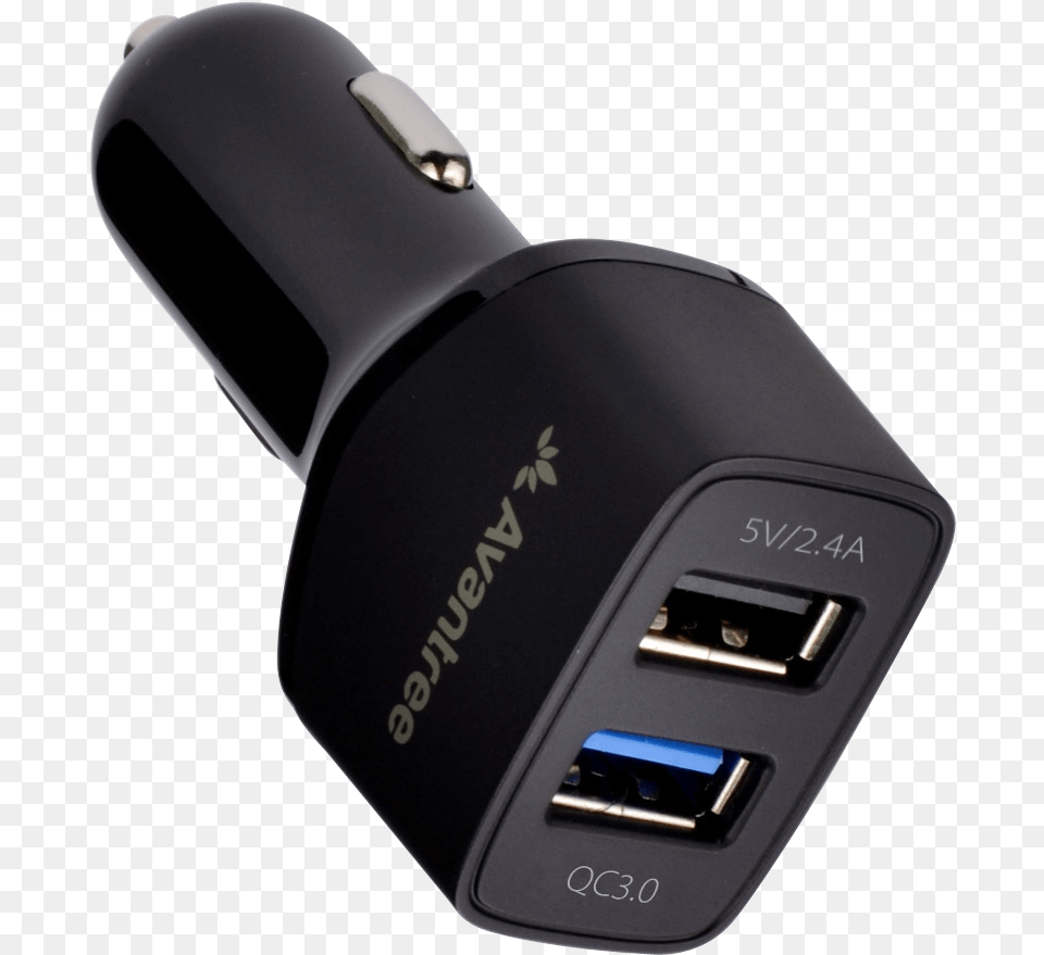 Charger Hd Avantree Dual Usb Quick Car Charger Black, Adapter, Electronics, Plug Free Transparent Png