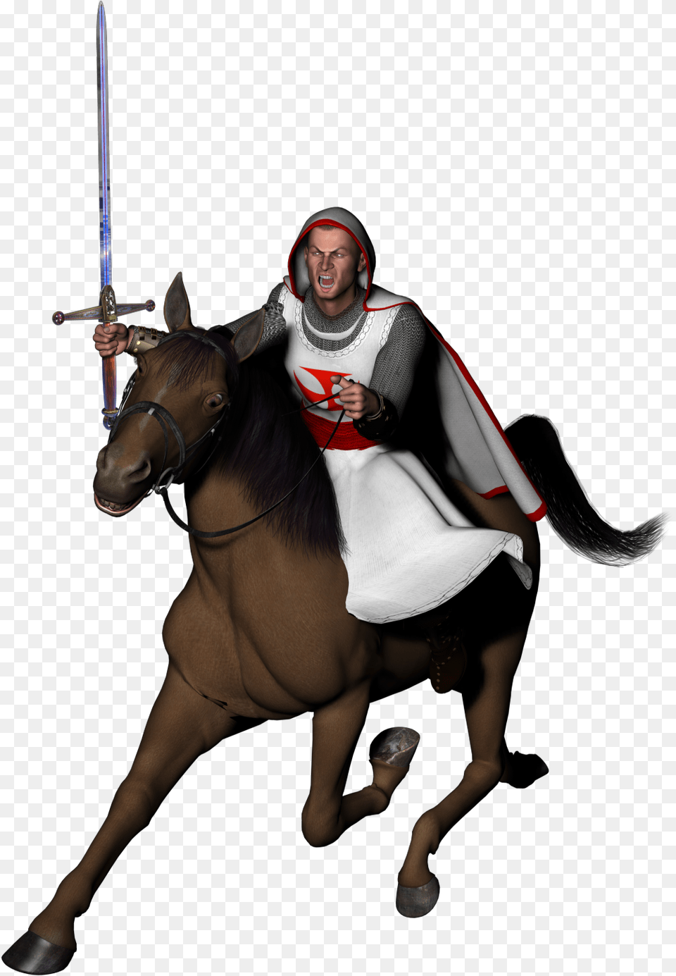 Charging Knight On Horseback, Weapon, Sword, Person, People Free Transparent Png