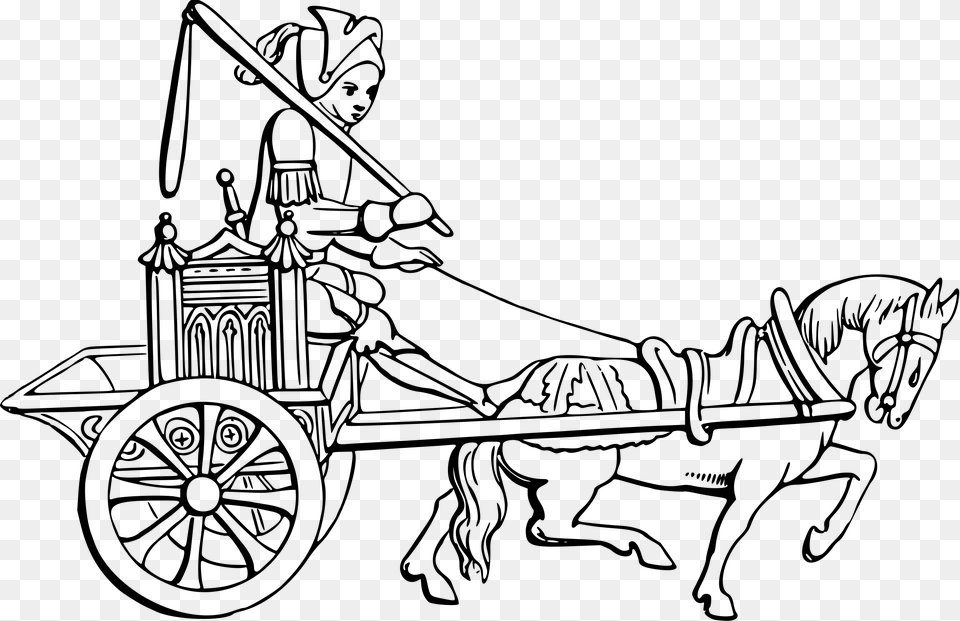 Chariot Horse Drawn Vehicle Carriage Wagon Medieval Transport, Gray Free Png