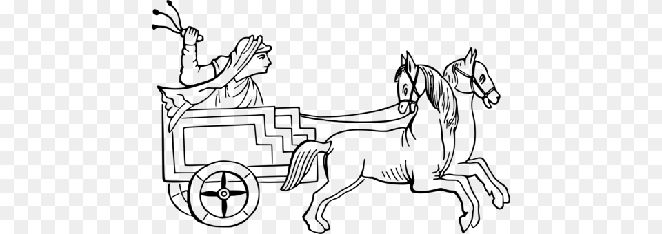 Chariot Racing Horse Carriage Drawing, Gray Png Image