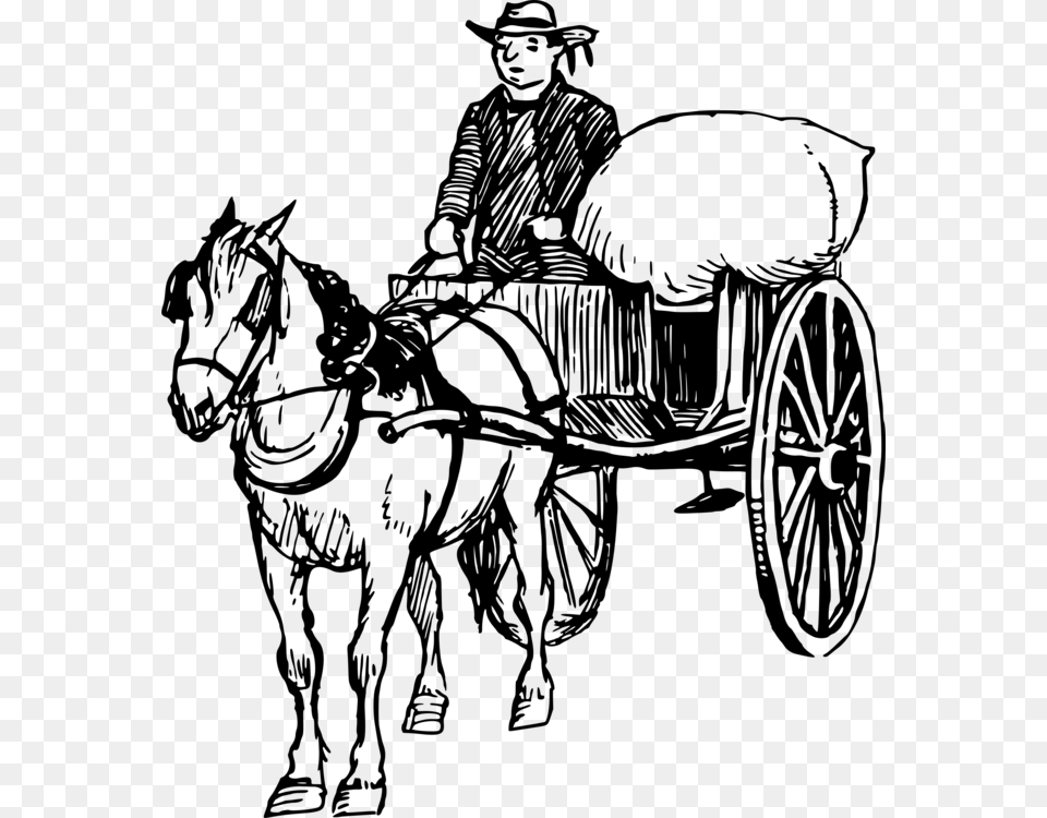 Chariothorse Tackhorse Supplies Horse And Cart Clip Art, Gray Png Image