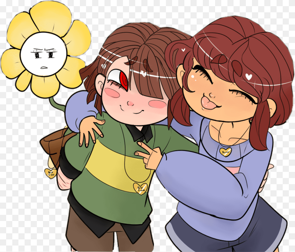 Charisk Chara Frisk Undertale Shipp Yuri Flowey Cute Frisk And Chara, Book, Comics, Publication, Baby Free Png Download