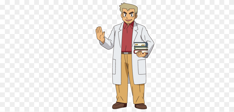 Charismatic And Popular Professor Oak Often Appears Pokemon Professor Oak, Clothing, Coat, Lab Coat, Adult Free Transparent Png