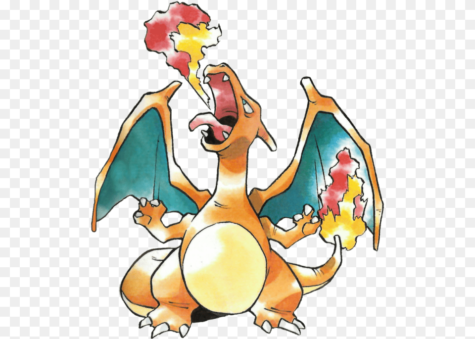 Charizard From The Official Artwork Set For Pokemon Pokemon Ken Sugimori Artwork Charizard, Person, Dragon, Face, Head Free Transparent Png