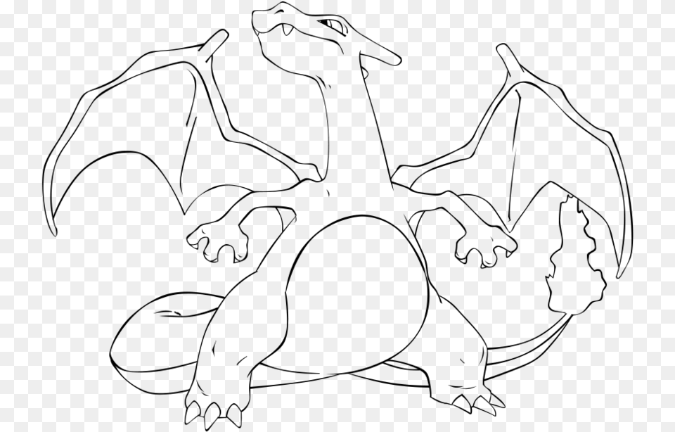 Charizard Lineart, Gray Free Png Download
