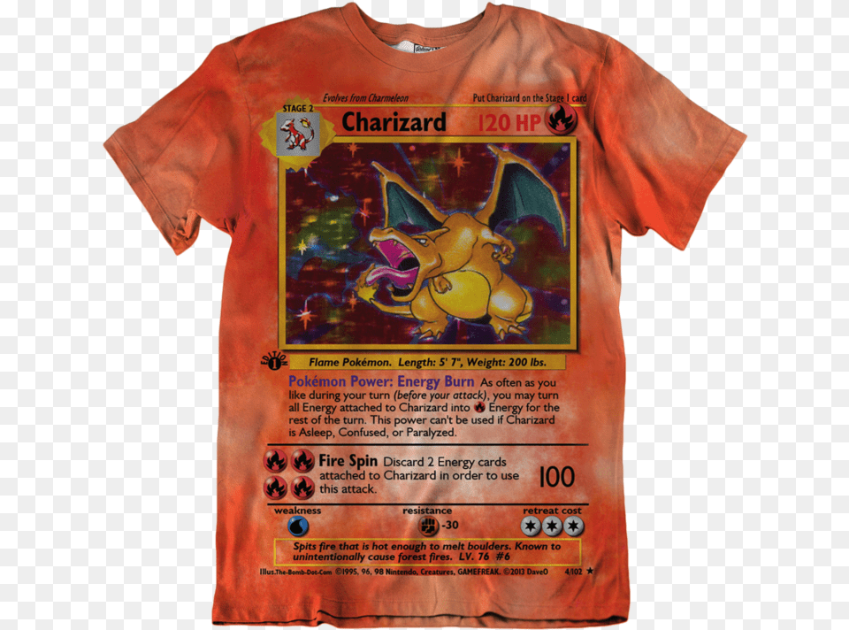 Charizard Pokemon Card, Clothing, T-shirt, Person Free Png Download