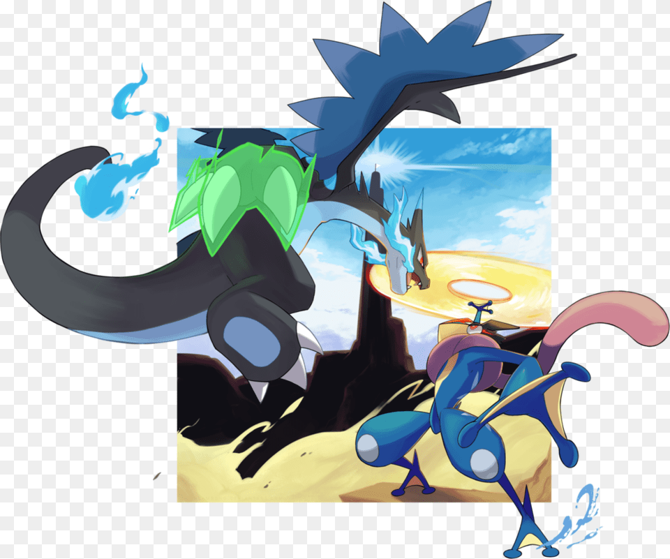 Charizard X Vs Ash Greninja Ash Greninja Vs Charizard, Art, Graphics, Book, Comics Free Png